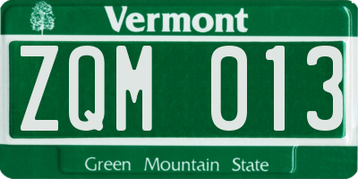 VT license plate ZQM013