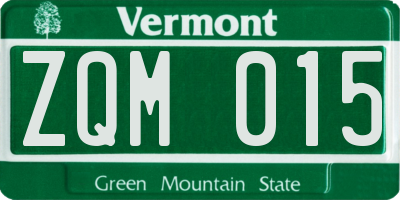 VT license plate ZQM015