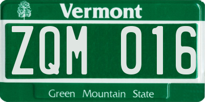 VT license plate ZQM016
