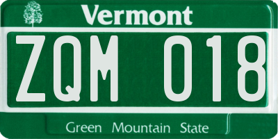 VT license plate ZQM018