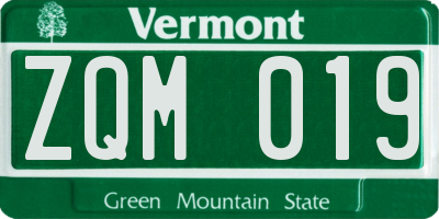 VT license plate ZQM019