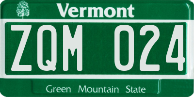 VT license plate ZQM024