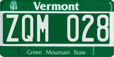 VT license plate ZQM028