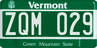 VT license plate ZQM029