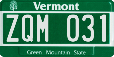 VT license plate ZQM031