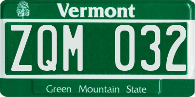 VT license plate ZQM032