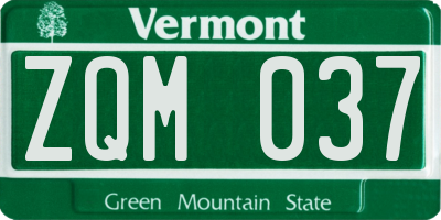 VT license plate ZQM037