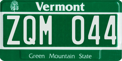 VT license plate ZQM044