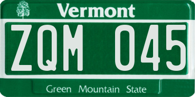 VT license plate ZQM045