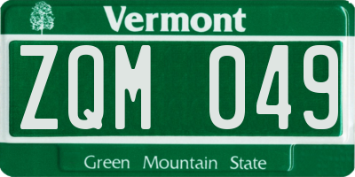 VT license plate ZQM049