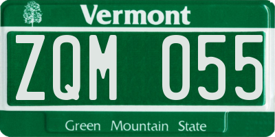 VT license plate ZQM055