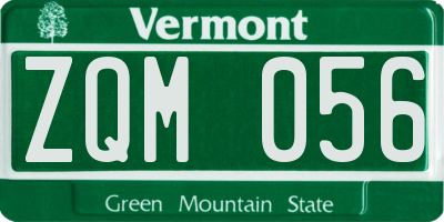 VT license plate ZQM056