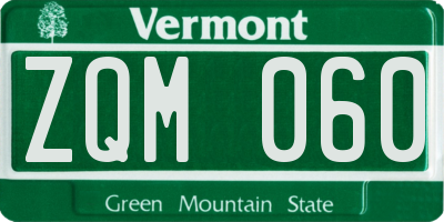 VT license plate ZQM060