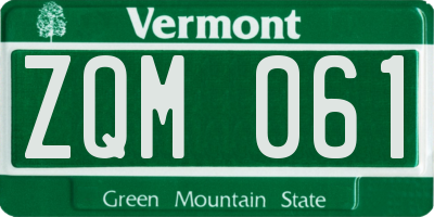 VT license plate ZQM061