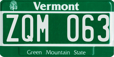 VT license plate ZQM063