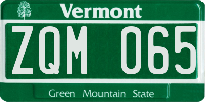 VT license plate ZQM065