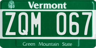 VT license plate ZQM067