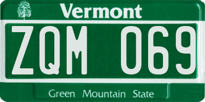 VT license plate ZQM069