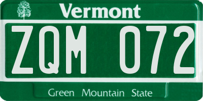 VT license plate ZQM072