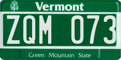 VT license plate ZQM073