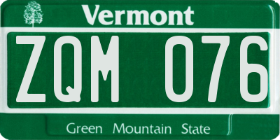 VT license plate ZQM076