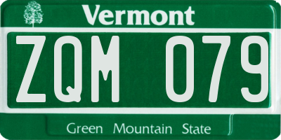 VT license plate ZQM079