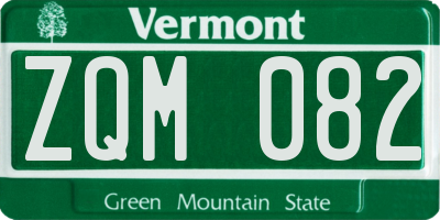 VT license plate ZQM082