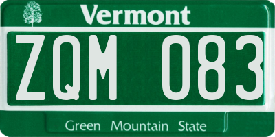VT license plate ZQM083