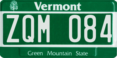 VT license plate ZQM084