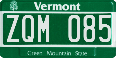 VT license plate ZQM085