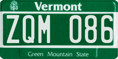 VT license plate ZQM086