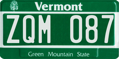 VT license plate ZQM087