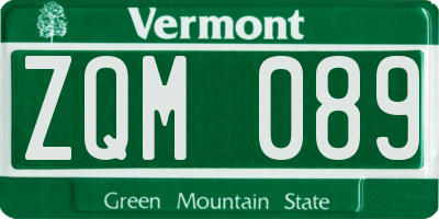 VT license plate ZQM089