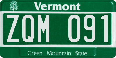 VT license plate ZQM091