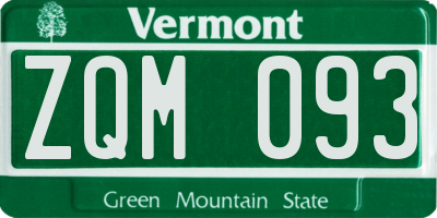 VT license plate ZQM093