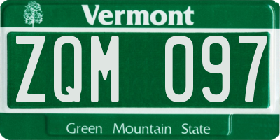 VT license plate ZQM097