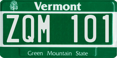 VT license plate ZQM101