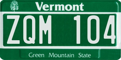 VT license plate ZQM104