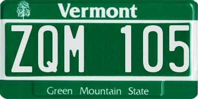 VT license plate ZQM105