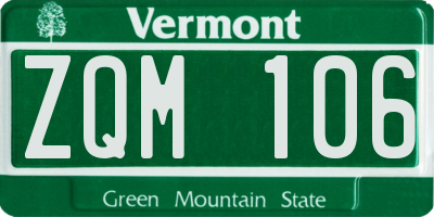 VT license plate ZQM106