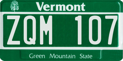 VT license plate ZQM107