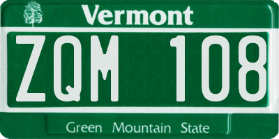 VT license plate ZQM108