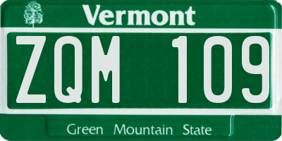 VT license plate ZQM109