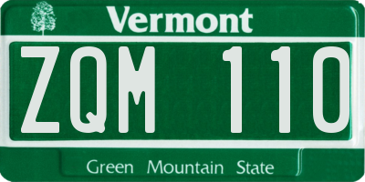 VT license plate ZQM110