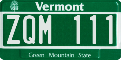 VT license plate ZQM111