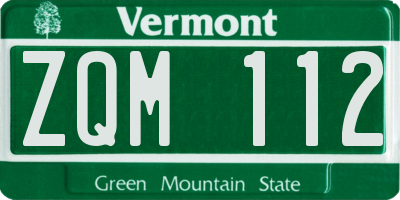 VT license plate ZQM112