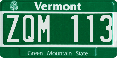 VT license plate ZQM113