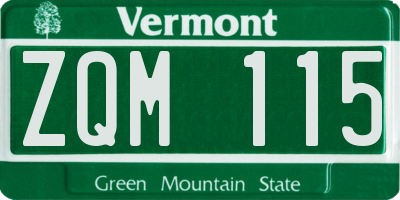 VT license plate ZQM115