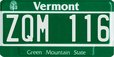VT license plate ZQM116