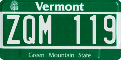 VT license plate ZQM119
